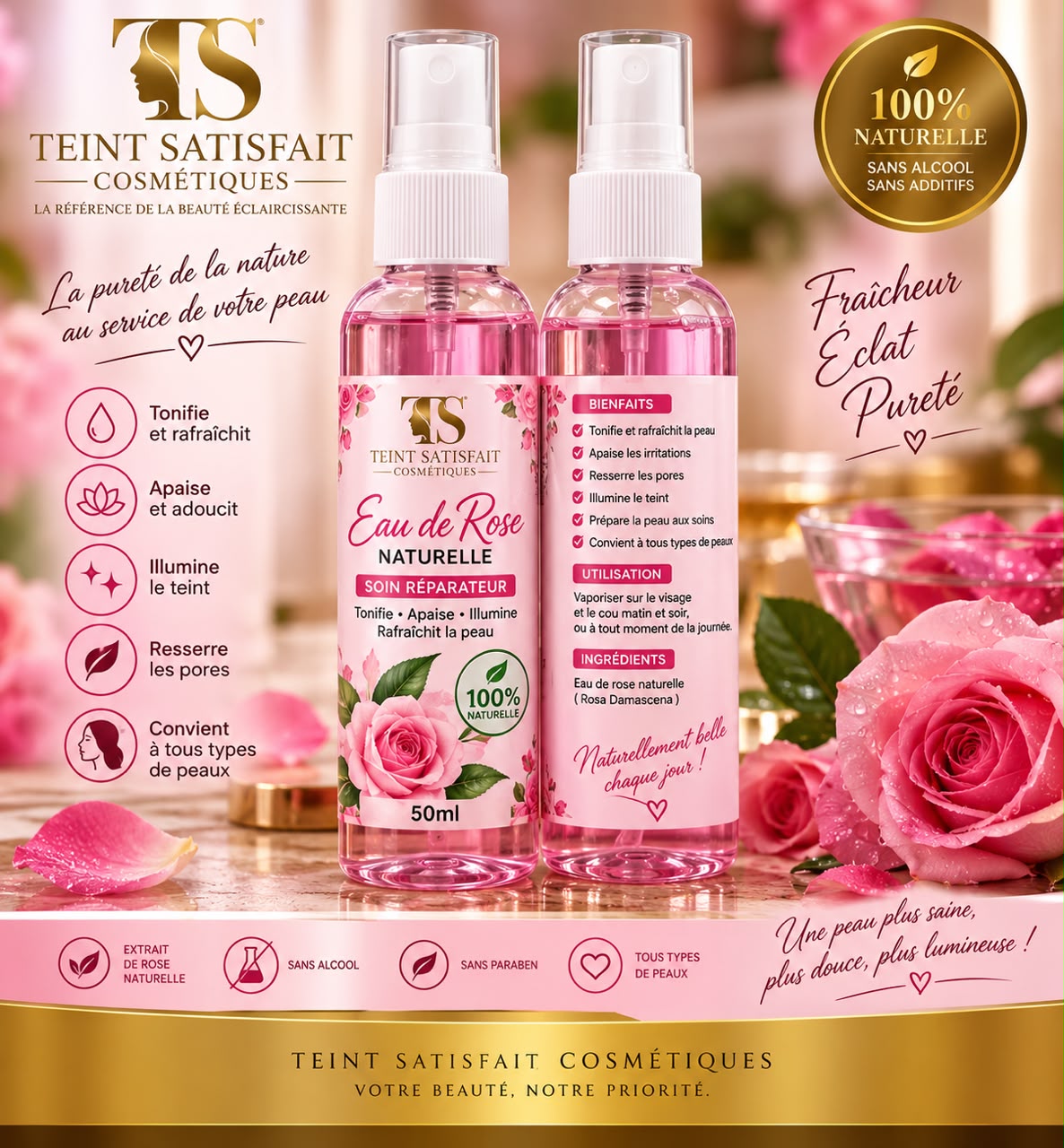 LOTION REPARATRICE EAU DE ROSE